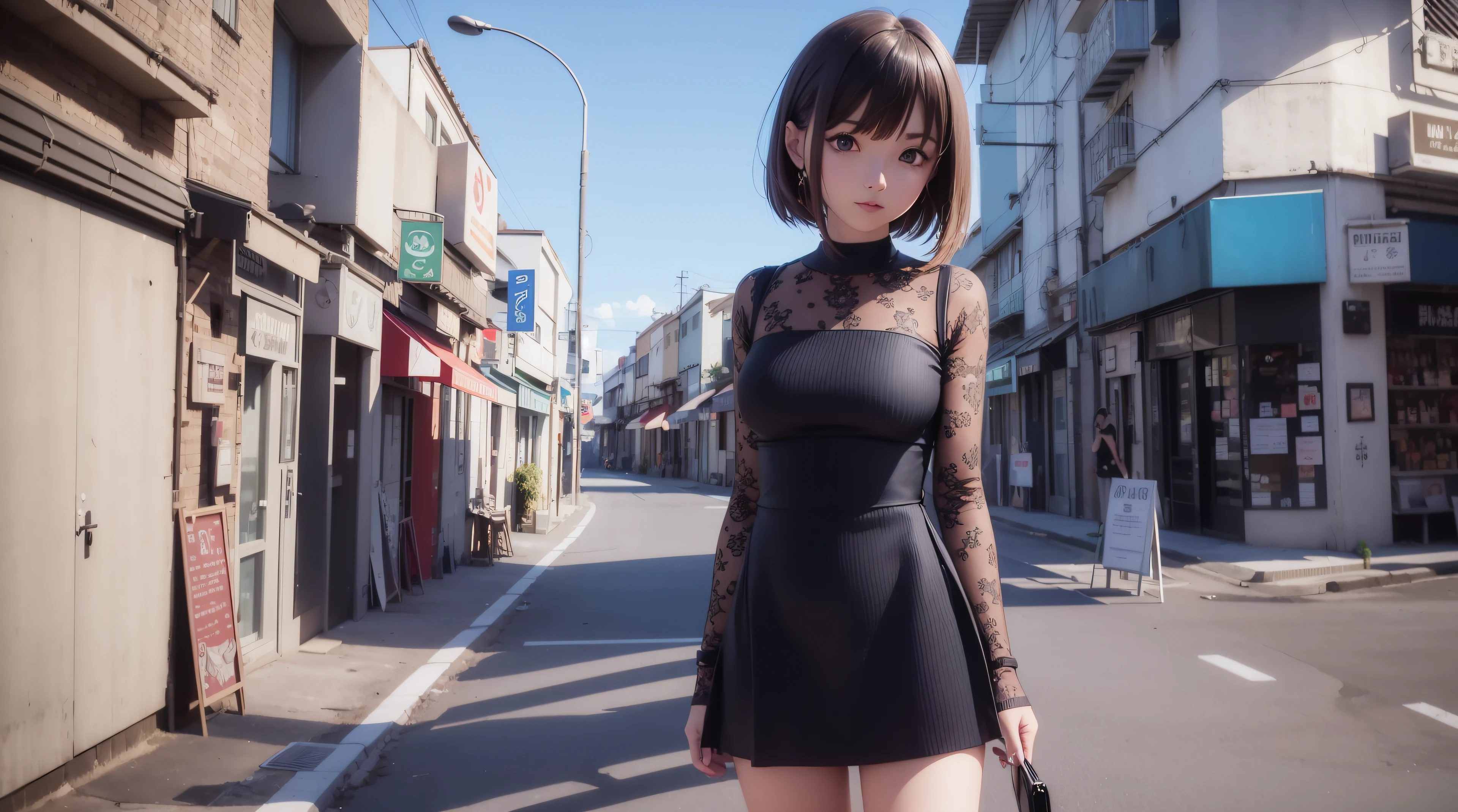 Anime - imagem de estilo de uma mulher em um vestido com uma jaqueta de couro, usando fones de ouvido, photorealistic anime girl rendering, arte cg anime suave, Estilo anime 3D realista, anime. soft lighting, arte de anime realista, arte de anime digital, arte de anime digital detalhada, estilo anime 4K, Advanced digital anime art, menina anime sedutora, arte digital estilo anime, anime estilo 3d