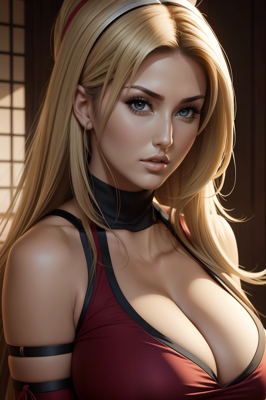 lucy pinder, face portrait, face, face portrait, Tsunade Senju, cleavage, konoha