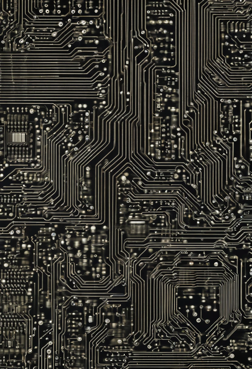 geometric, circuit board, micro controller, clean, not crowded, black, white