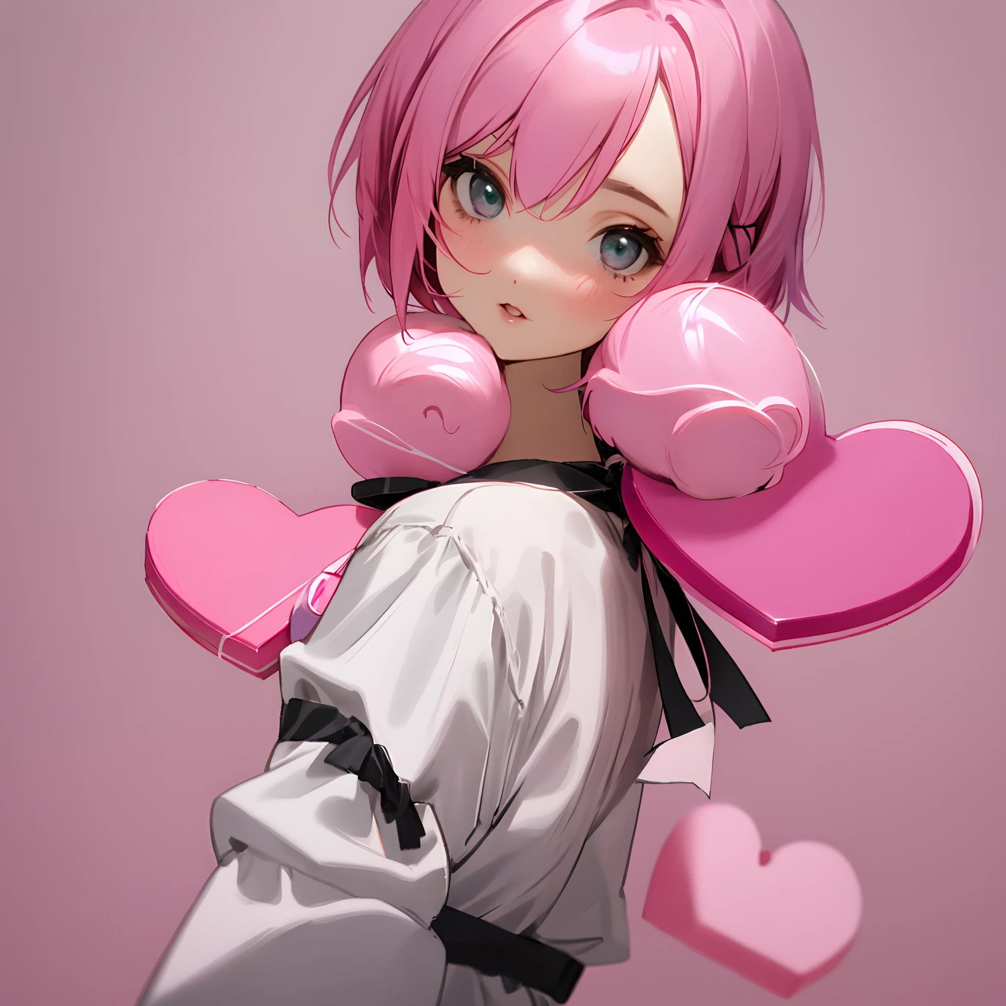 Pink Hair Bob Hair Valentine Girl
