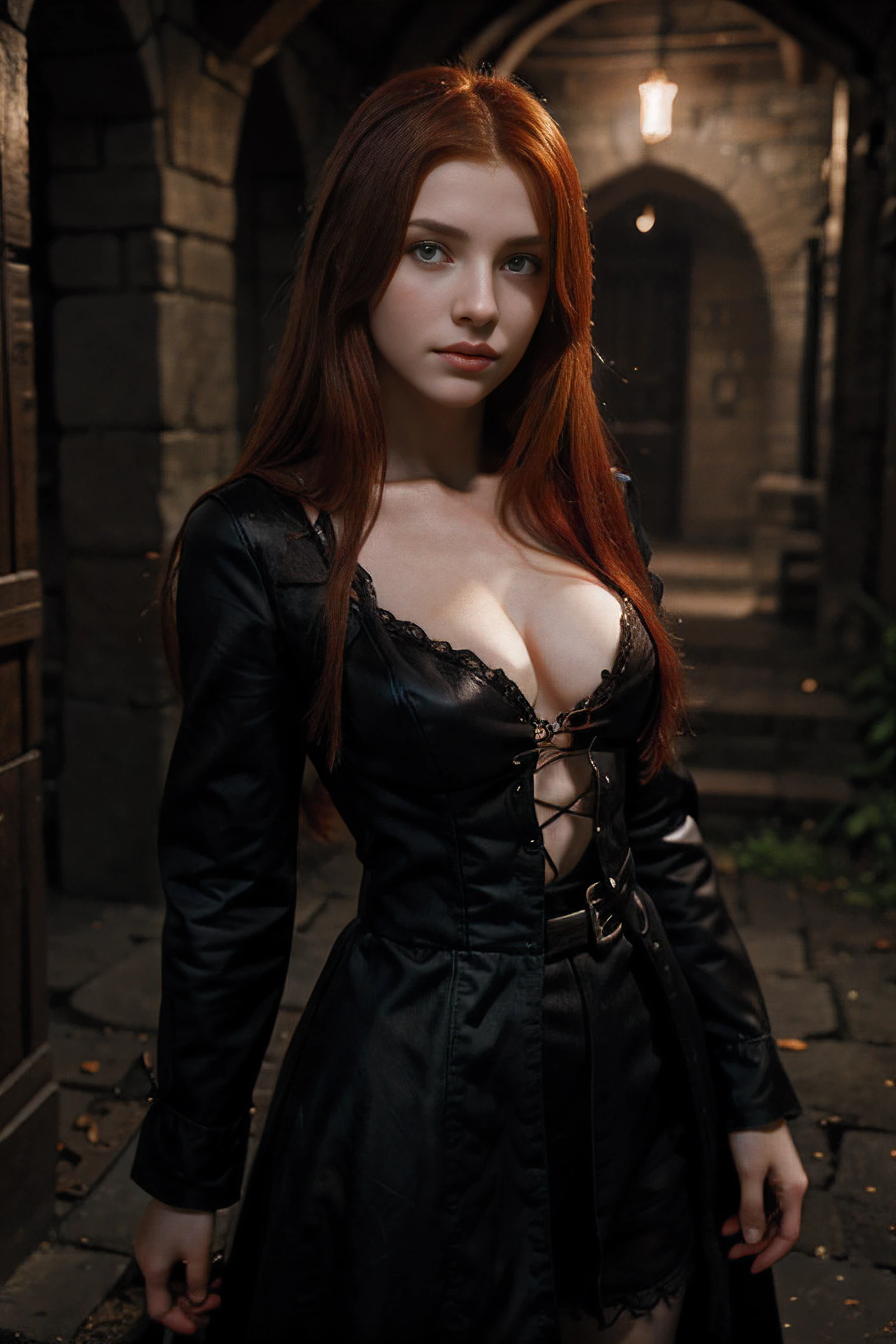 witchy, RPG, sorceress, Magic, Red-haired woman,Young  Russian