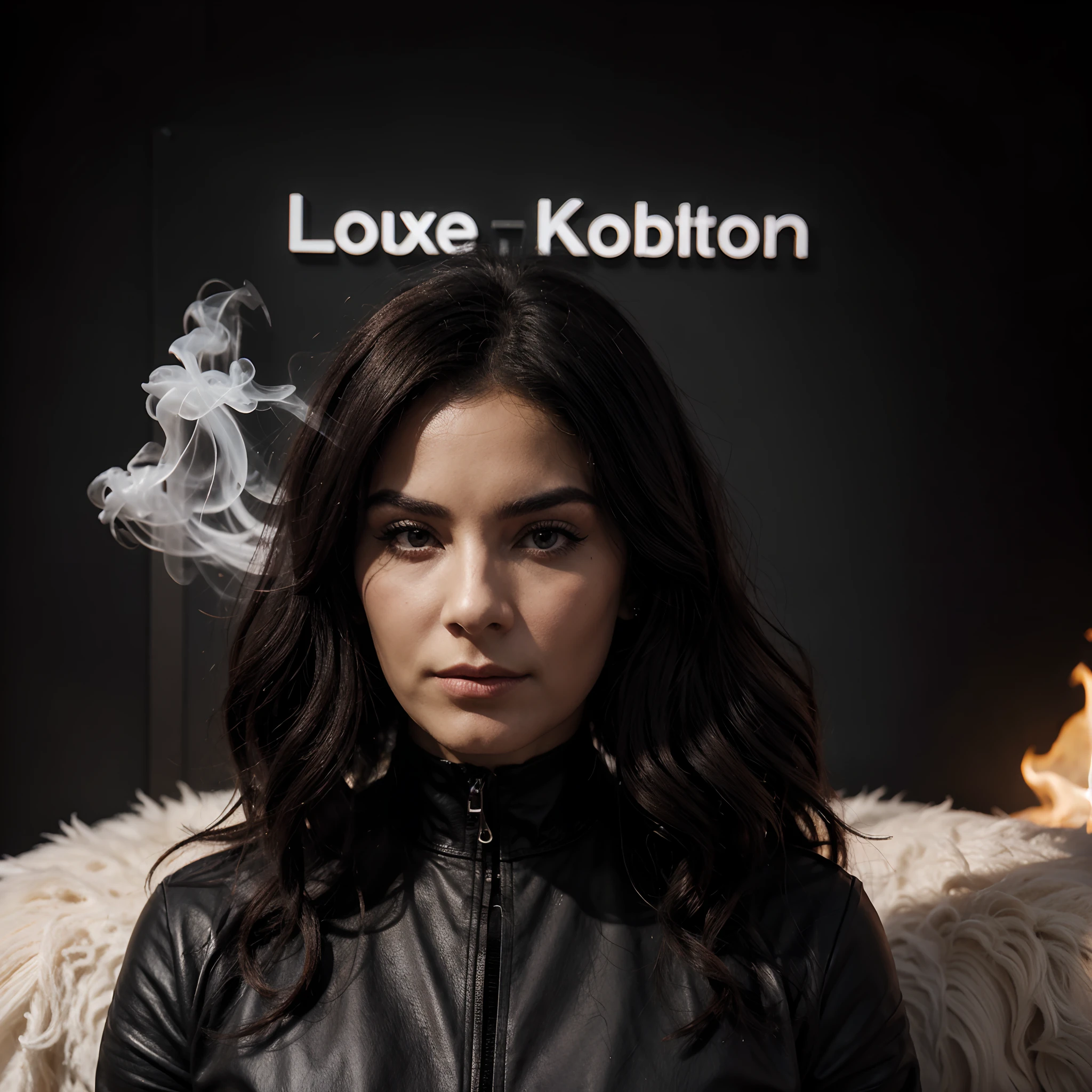 Logo de luxe du nom de fiki noir avec un contour noire le fond blancs avec de la fume rouges autour