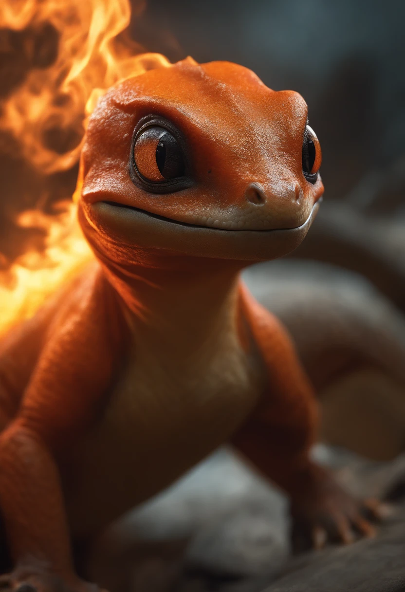 best quality,high-res artwork,masterpiece:1.2,ultra-detailed,realistic:1.37,charcoal texture,(vivid colors:1.1,high saturation),dynamic pose,fiery eyes,excellent anatomy,detailed scales,dramatic lighting,black Charmander