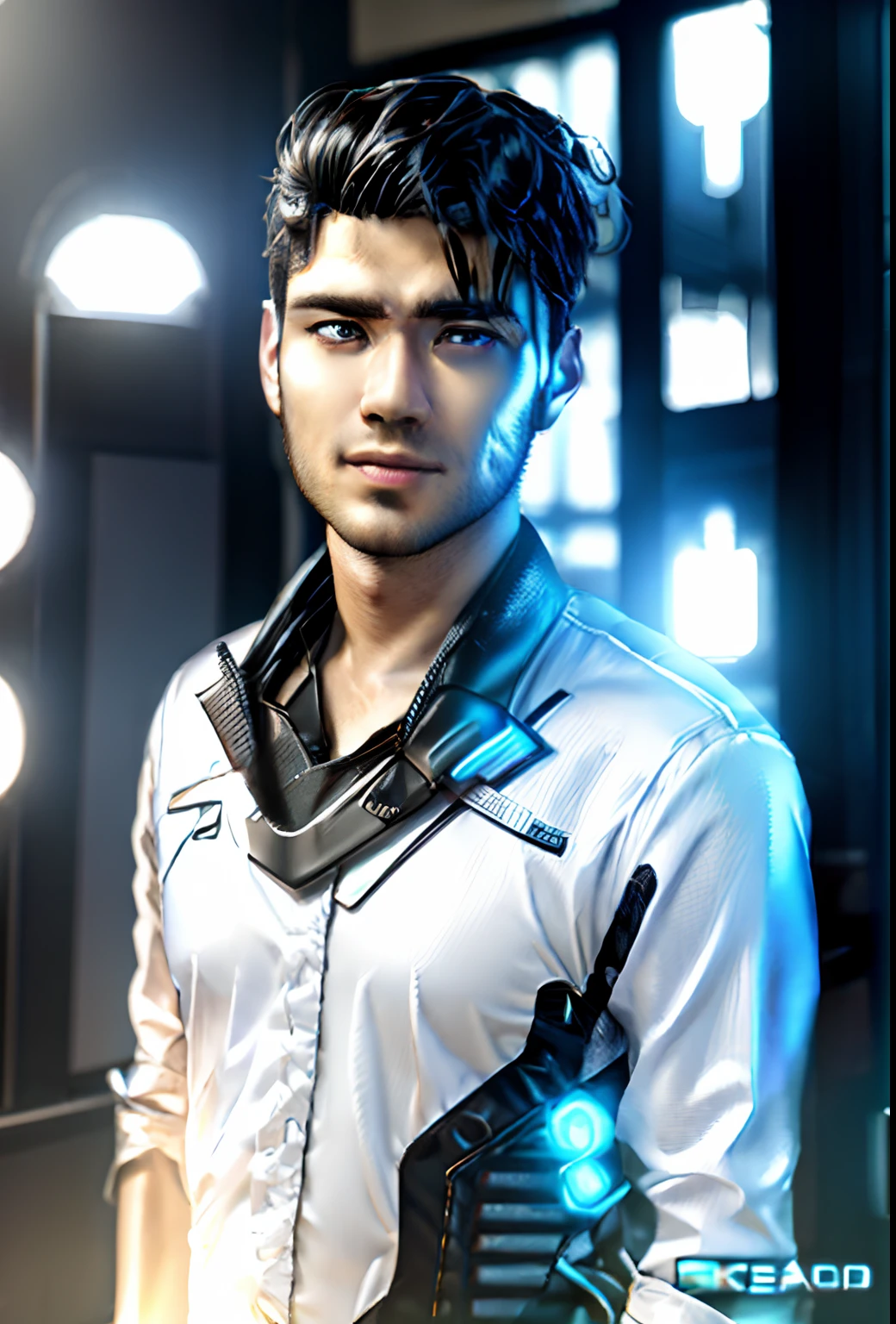 Change background cyberpunk handsome boy, realistic face, 8k, ultra realistic,