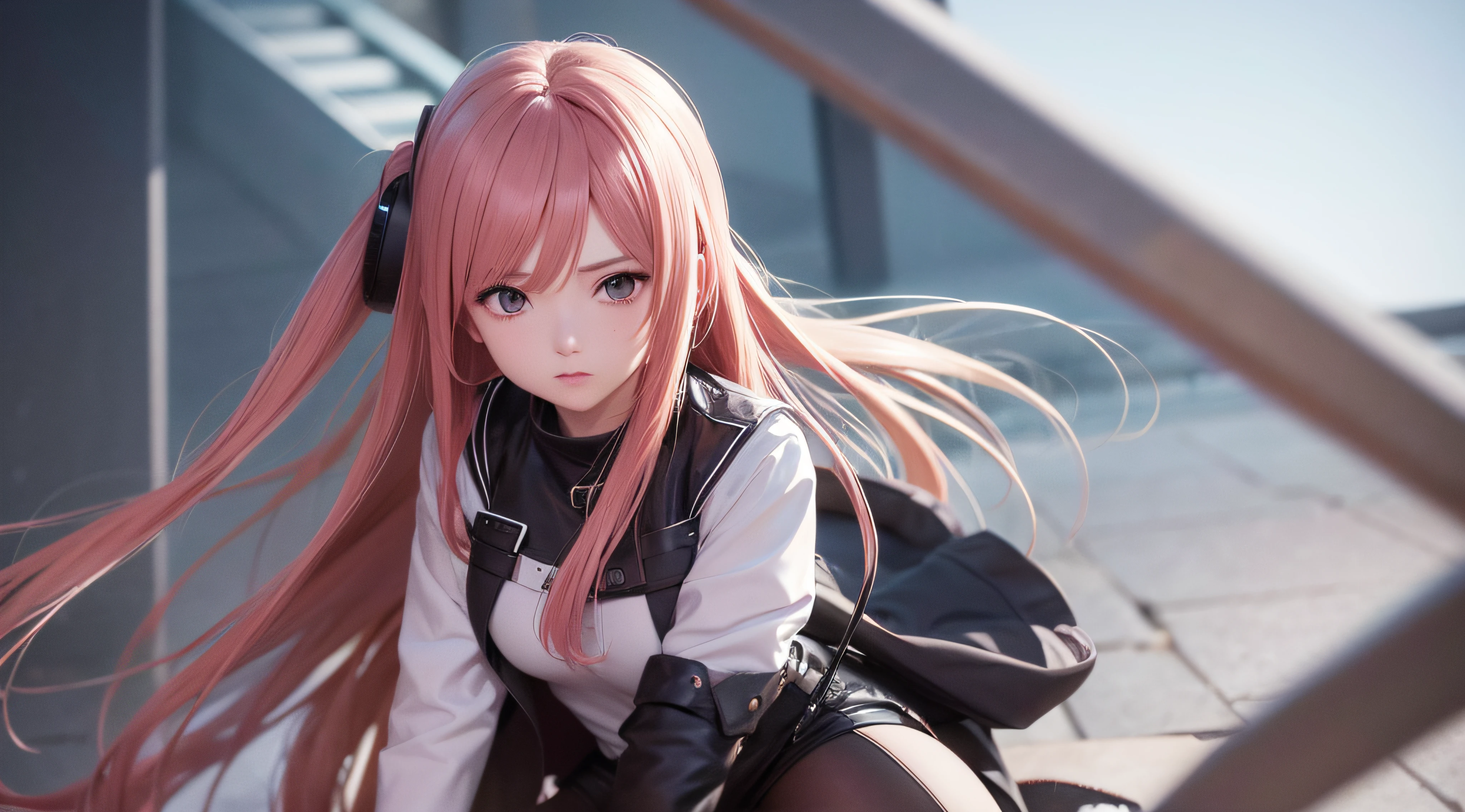 Anime - imagem de estilo de uma mulher em um vestido com uma jaqueta de couro, usando fones de ouvido, photorealistic anime girl rendering, arte cg anime suave, Estilo anime 3D realista, anime. soft lighting, arte de anime realista, arte de anime digital, arte de anime digital detalhada, estilo anime 4K, Advanced digital anime art, menina anime sedutora, arte digital estilo anime, anime estilo 3d