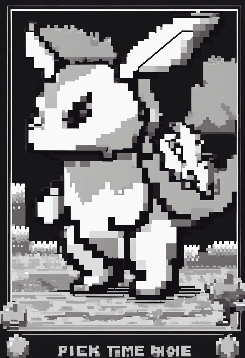 Pokemon in thick disposable diapers in the pokemon black and white style