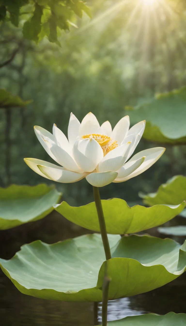 (best quality,4k,8k,highres,masterpiece:1.2),ultra-detailed,peaceful meditation in nature,breathtaking landscape with serene atmosphere,calm and tranquil environment,beautifully lit scene,subtle light illuminating the surroundings,zensational experience,buddhist monk immersed in deep meditation,serenity and stillness,harmony with nature,meditative state of mind,blissful solitude,quiet and secluded spot,simple yet profound,deep connection with the natural world,filled with serenity and inner peace,nature as a source of enlightenment,sacred and spiritual place of meditation,under the shade of towering trees,fresh air and gentle breeze,serene pond reflecting the beauty of surroundings,color palette of soft earth tones and vibrant greens,gentle sounds of rustling leaves and chirping birds,pure bliss and tranquility,pure white lotus in the midst of the tranquil pond,slow and deep breaths promoting relaxation and grounding,chanting mantras to deepen the state of meditation,feeling the energy of the earth beneath,immersing in the present moment,letting go of all worries and distractions,eyes closed and mind free from thoughts,backdrop of majestic mountains in the distance,feeling the oneness with the universe.