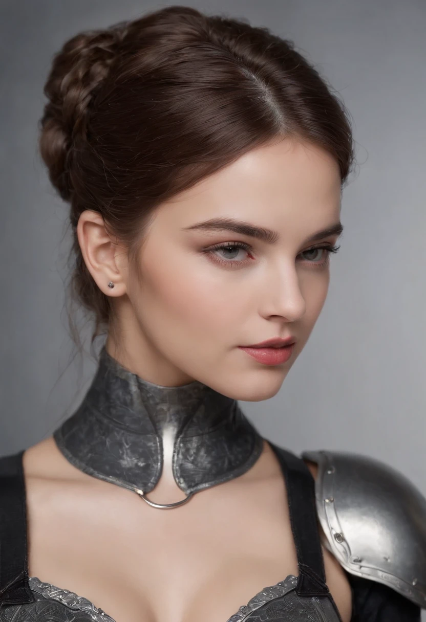 (master part), (melhor qualidade), fotorrealismo, Realistic, ultra detalhado, rosto perfeito, Corpo Perfeito, 1 cinta, Beautiful girl, na armadura vermelha, mechanical armor, exosqueleto, stand, Pose legal, sexy, Looking from behind