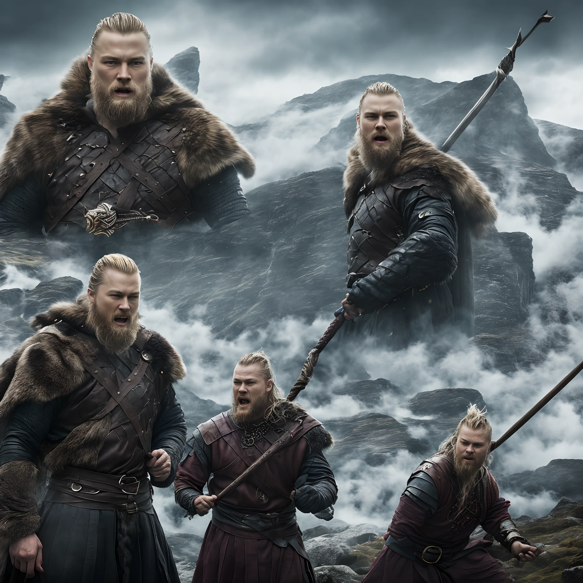 Illustrate Ragnar Lothbrok's dramatic confrontation with King Fro in Norway, capturing the intensity of the revenge-driven encounter.