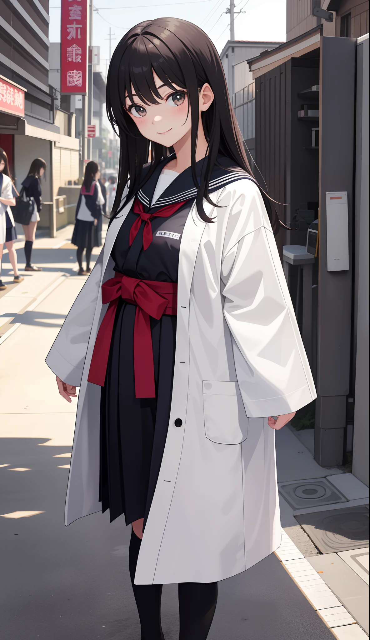 1girl in、AS-Adult、A smile、Japanese、highschool、校服、serafuku、