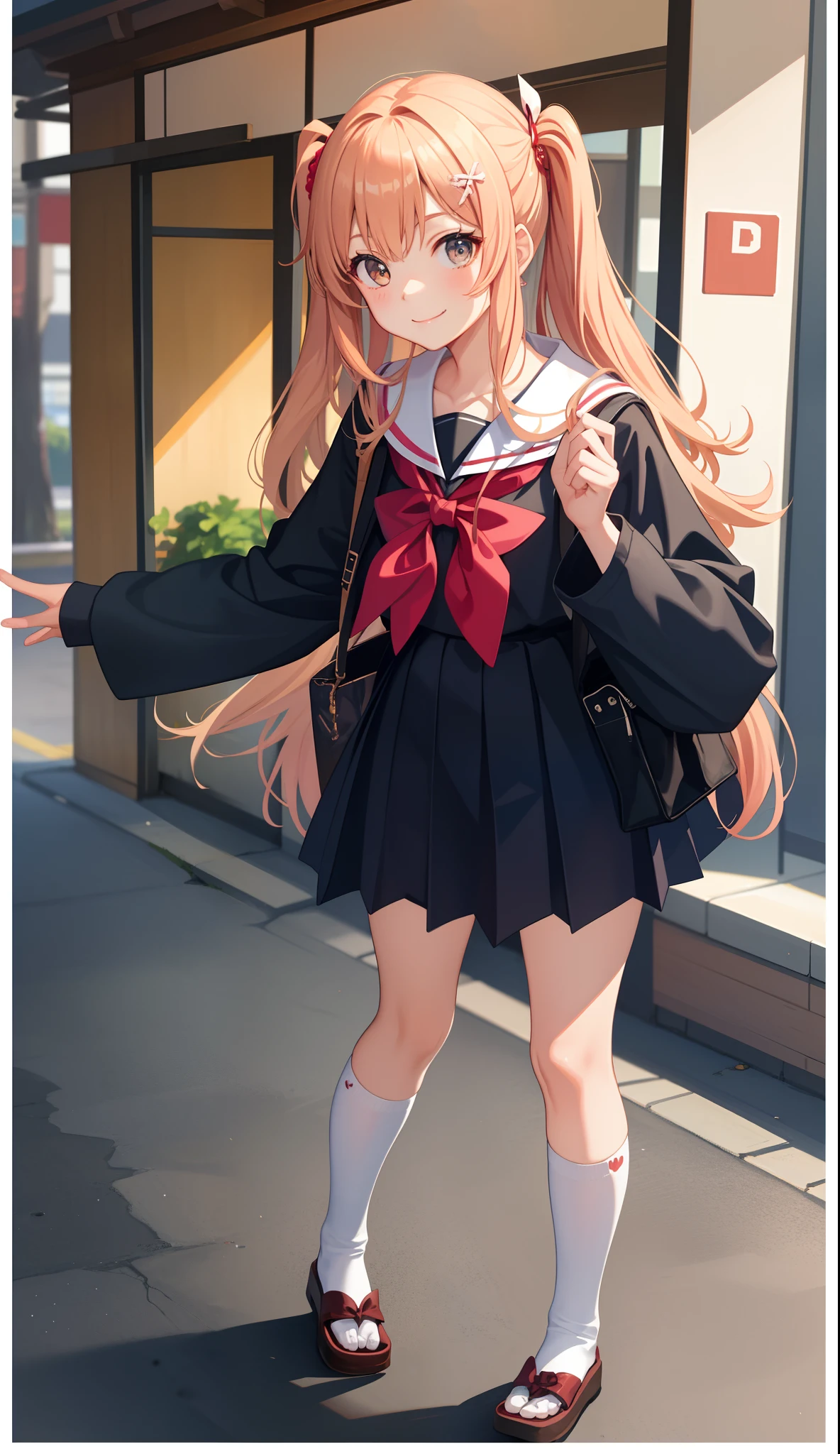 1girl in、AS-Adult、A smile、Japanese、highschool、校服、serafuku、