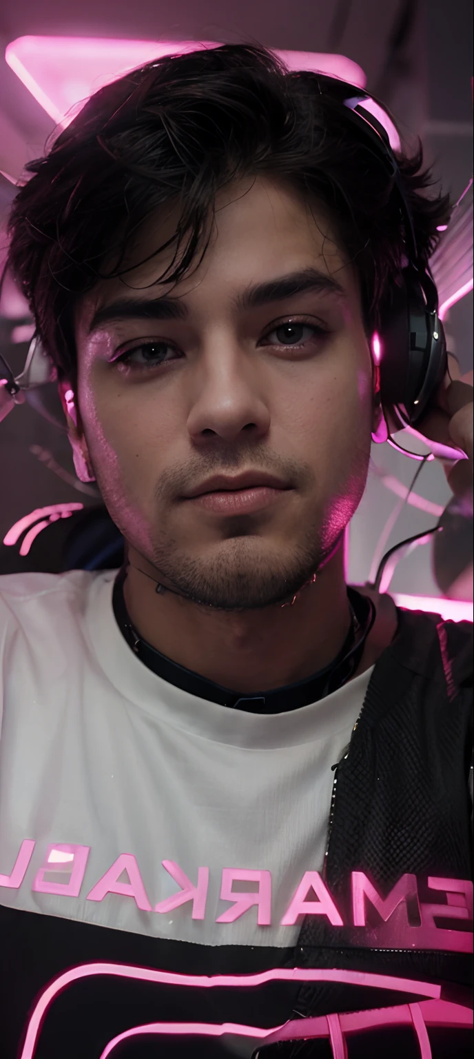 Change background cyberpunk handsome boy, don't change my face