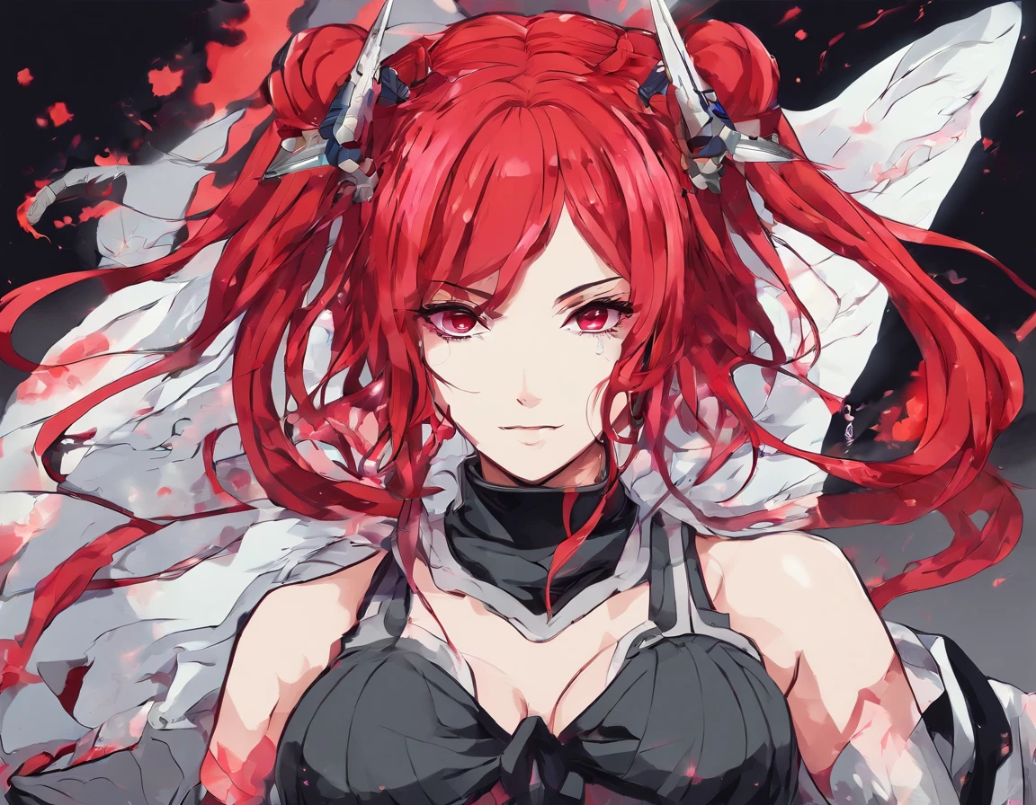 anime girl with a red ponytail and red eyes and is a demon slayer from demon slayer, rank hashira