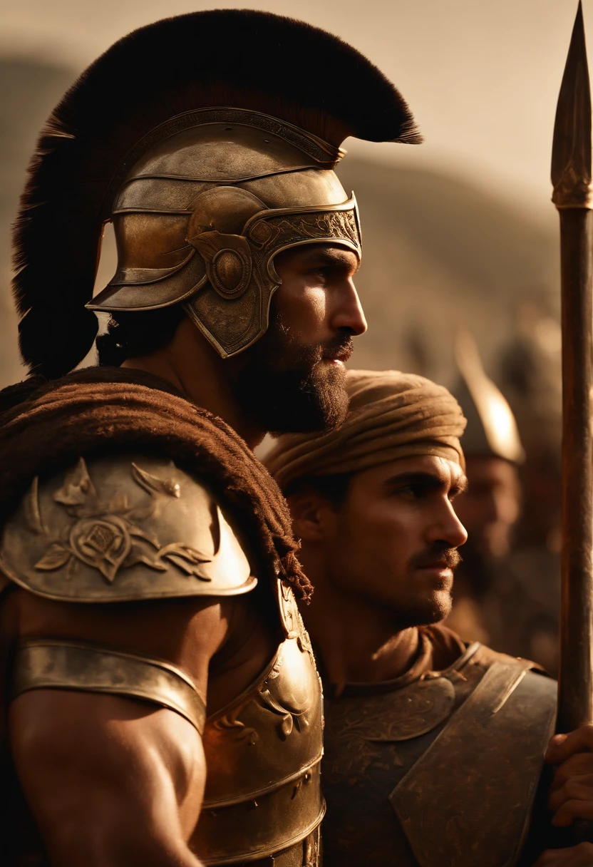 Create a detailed image of the annual Spartan event, featuring a massive arena where the best Spartan warriors and the bravest Helot slaves prepare to battle to the death, digital UHD (64k) image, cinematic film still dramatic side lighting, dramatic intense stare closeup portrait,  hdr,  shallow depth of field, vignette, highly detailed, high budget Hollywood film, cinemascope, moody, epic, gorgeous
, Highly detailed and clean, Photorealistic and cinematic masterpiece, professional photography, realistic, realism, 200k , Raytracing and light effect, digital, perfect composition, beautiful detailed intricate insanely detailed octane render trending on artstation, 8 k artistic photography, photorealistic concept art, soft natural volumetric cinematic perfect light, the morning mist shone on their bodies, award - winning photograph, masterpiece, raphael, caravaggio, greg rutkowski, beeple, beksinski, giger