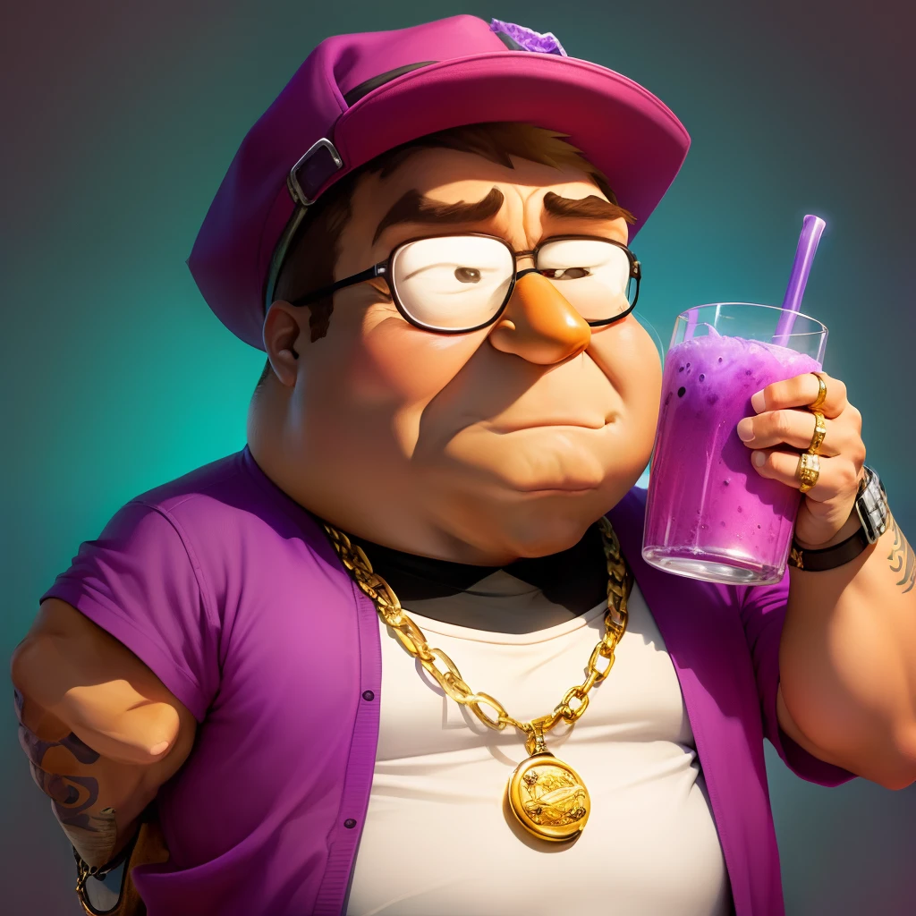 Peter griffin sippin on purple drink with gold chain