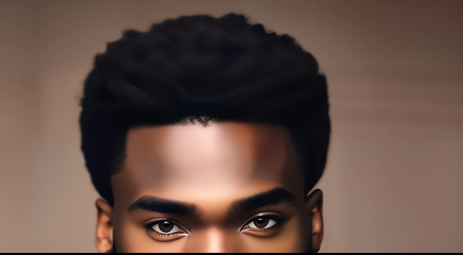 Portrait of a handsome young black man, Zoom du visage, Vue frontale, serious expression, cheveux courts avec la barbe blanche, Ajuster sur la page,