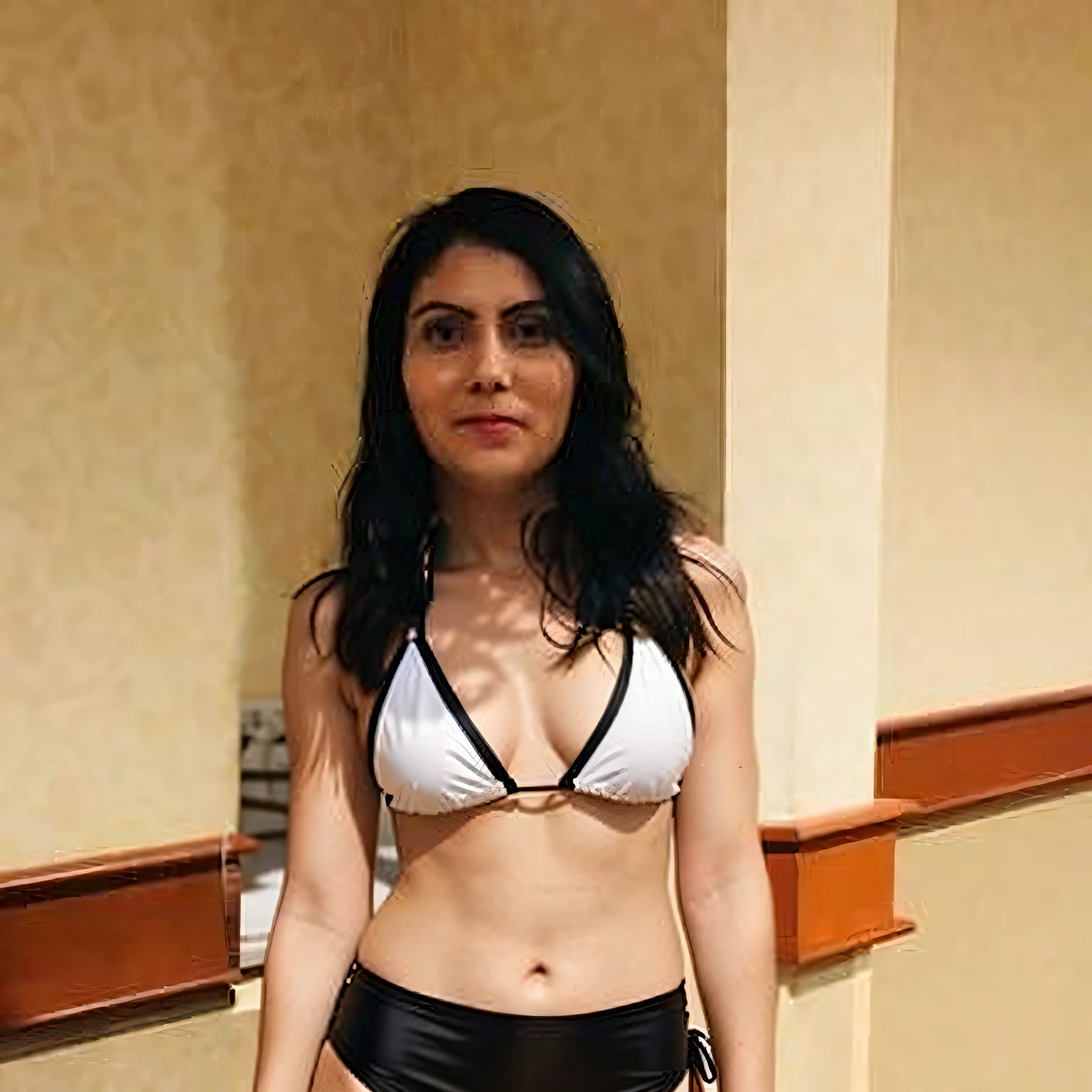 wearing a bikini
