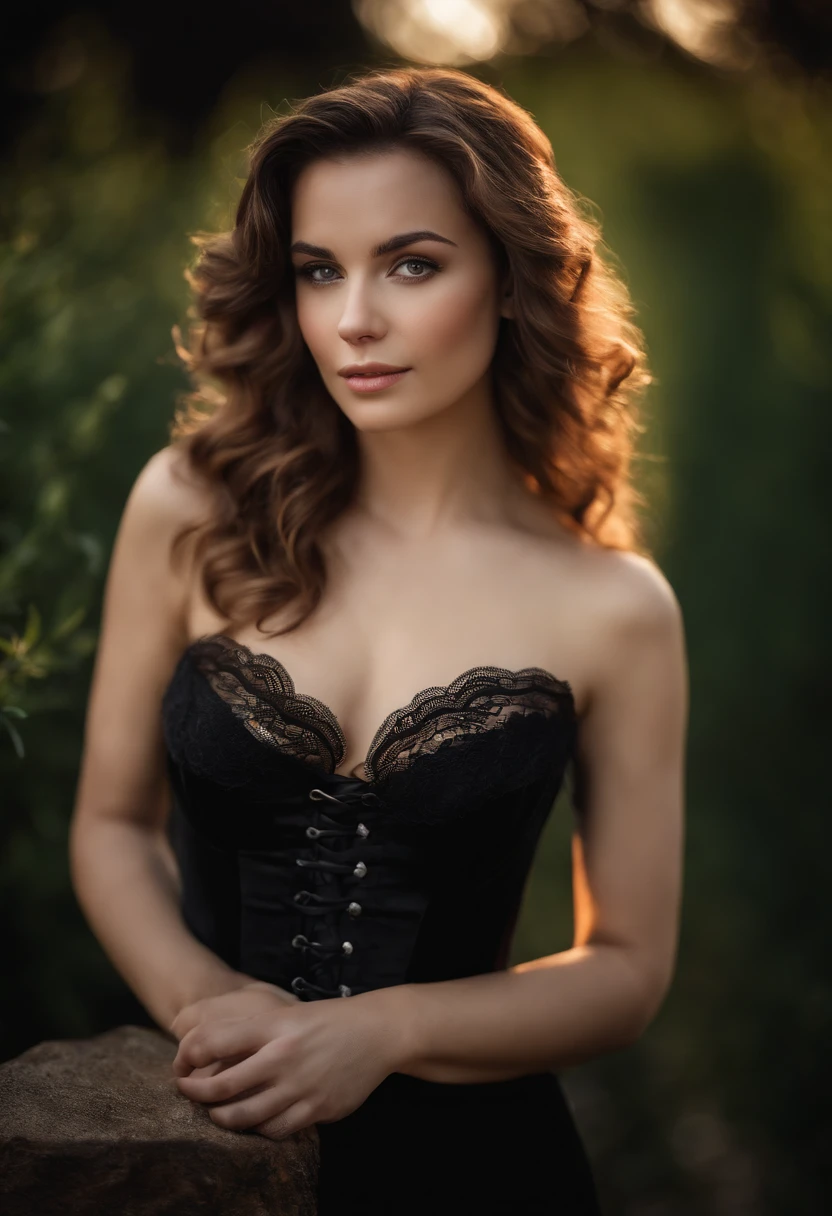 Natural photography of a beautiful sexy girl, Tragen eines lockeren rosa Tops, kurzer Rock, langes Haar, Large bust, long legs with black stockings, Sperrt die Augen in die Kamera, Symmetrische Augen, symmetrisches Gesicht, fotorealistisch, Fotografie, Pfadverfolgung, Spiegelnde Beleuchtung, Gesichtslicht, Pfad nachgezeichnetes Haar, Sichtbare Schatten, kompliziert, Aufwendig