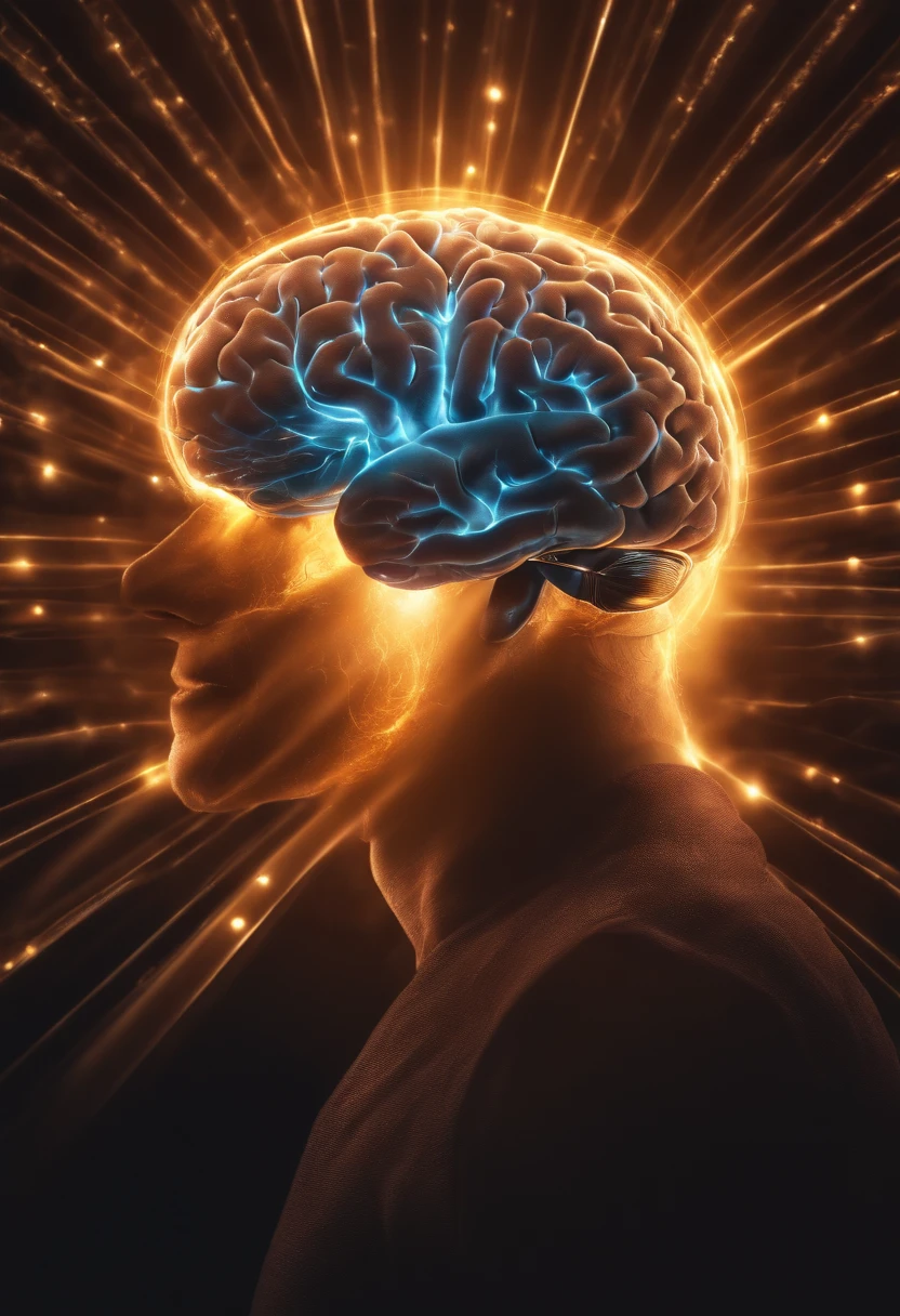 Human brain with wings and full of eyes attracting with small rays a lot of money around you