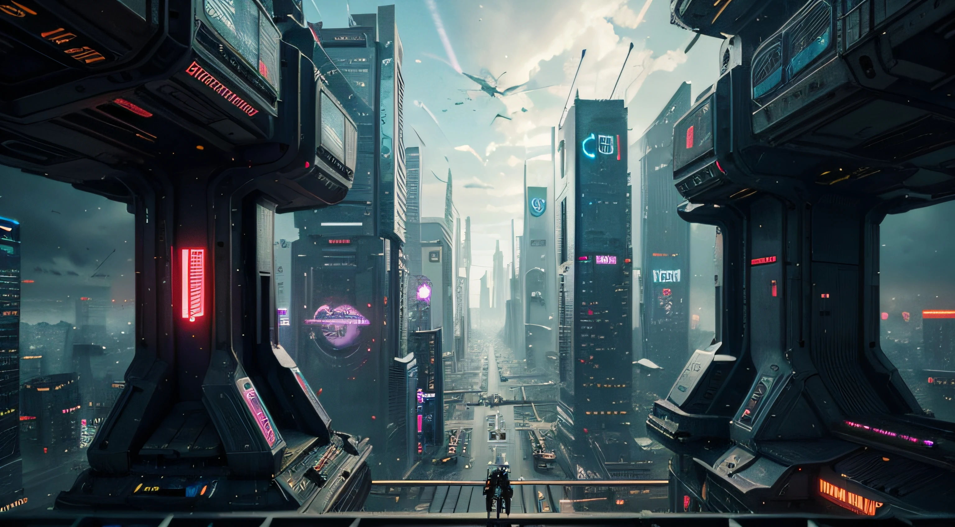 Sci-fi background，PPT background，science fiction scene，The city of the future，Cyberpunk Style