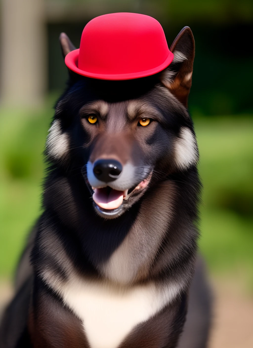 Black Wolf Wearing Black Clown Hat