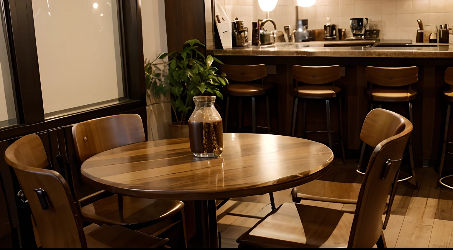 cafes、early evening、Coffee、a chair、The table