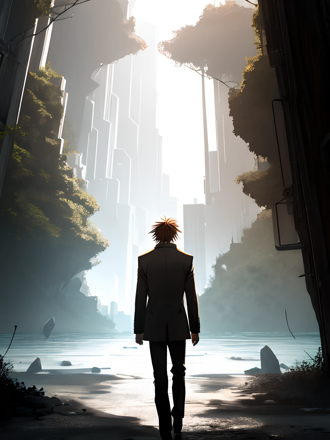 Light Yagami, back view, on an island