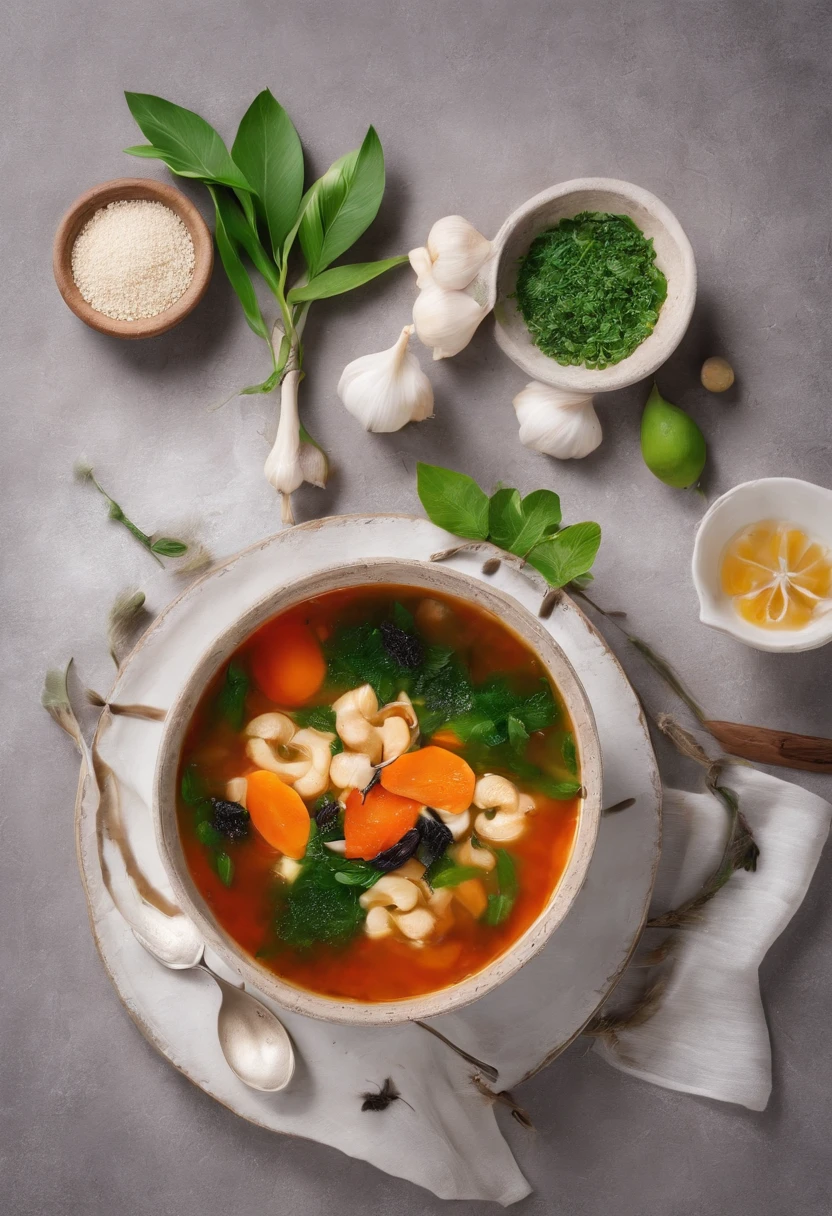(Best quality:1.2, masterpice:1.2), vibrant, Realistic, Dramatic and dark 8K photos:1.37, ((lilie)) Stewed soup, nature backdrop
