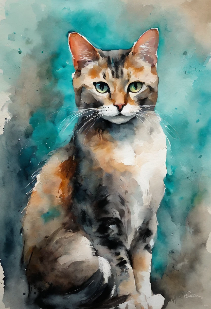 Cats, Main color Black, Secondary color cyan, Pastel pink background, artistic, Sophisticated, Warm style, Shapes include abstract cats, Playful forms, Elegant piece, Textures include fur textures, Smooth paint, Fabric texture, The lines contain graceful lines, Natural curves, Delicate silhouette, The shape is elegant, approachable, Expressive, Aesthetic.