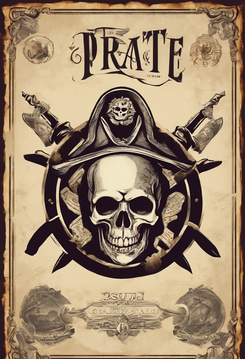 The logo of this cafe is based on the concept of a stylish pirate. The pirate&#39;s hat is、A mug of coffee A little humorous logo Pretty cool Chic and modern design Background is white