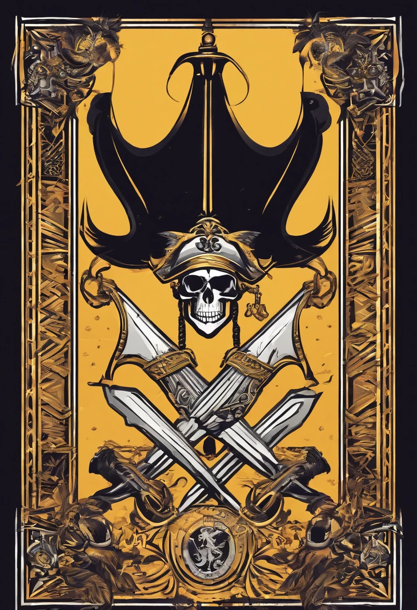Pirate flag with a two spears piercing a bag of money