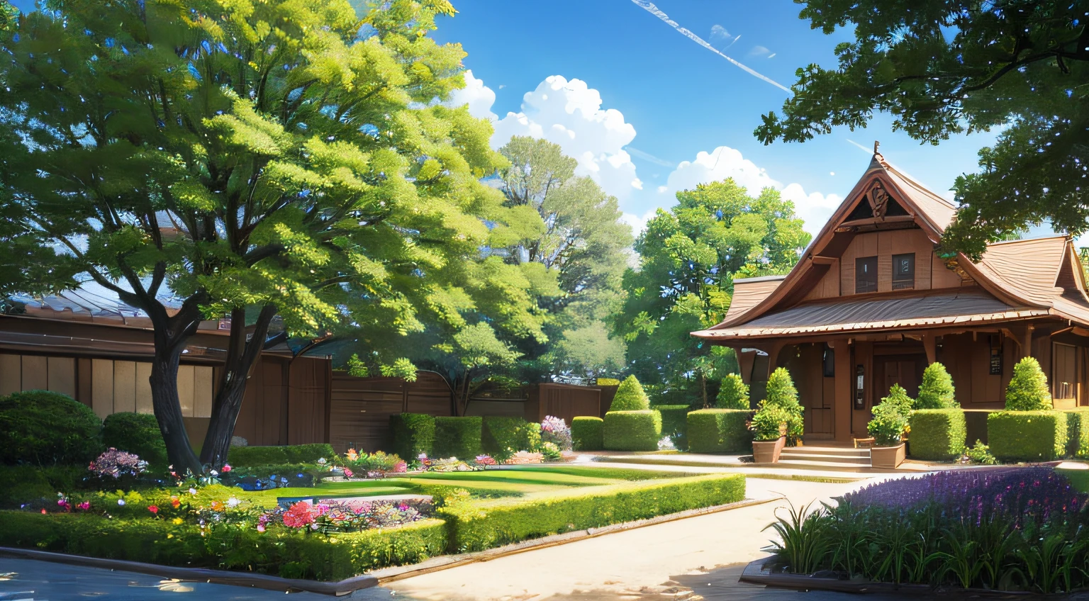 The tree、birdie、garden