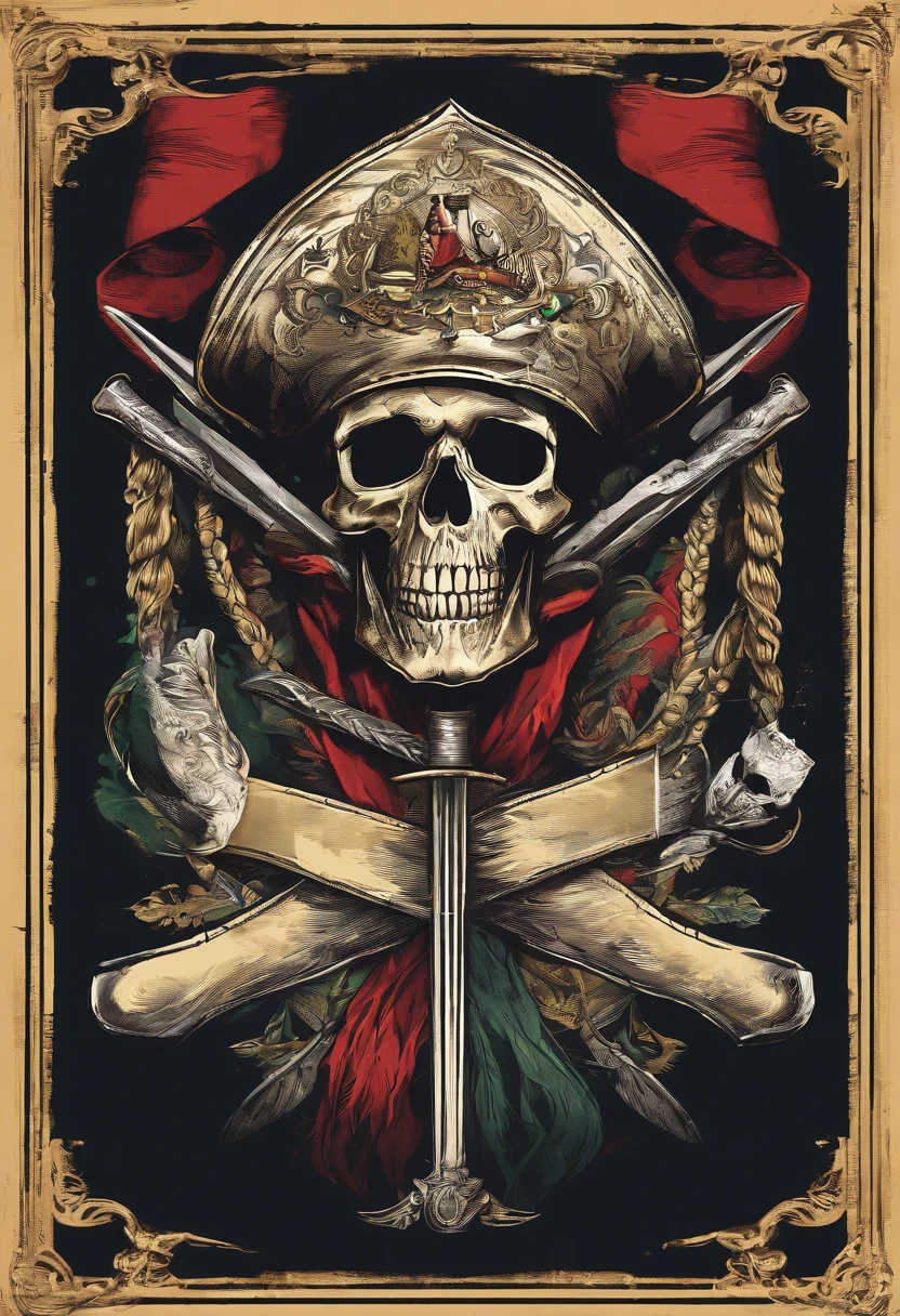 Bandeira pirata, Two Spears, caveira, dinheiro, muito dinheiro