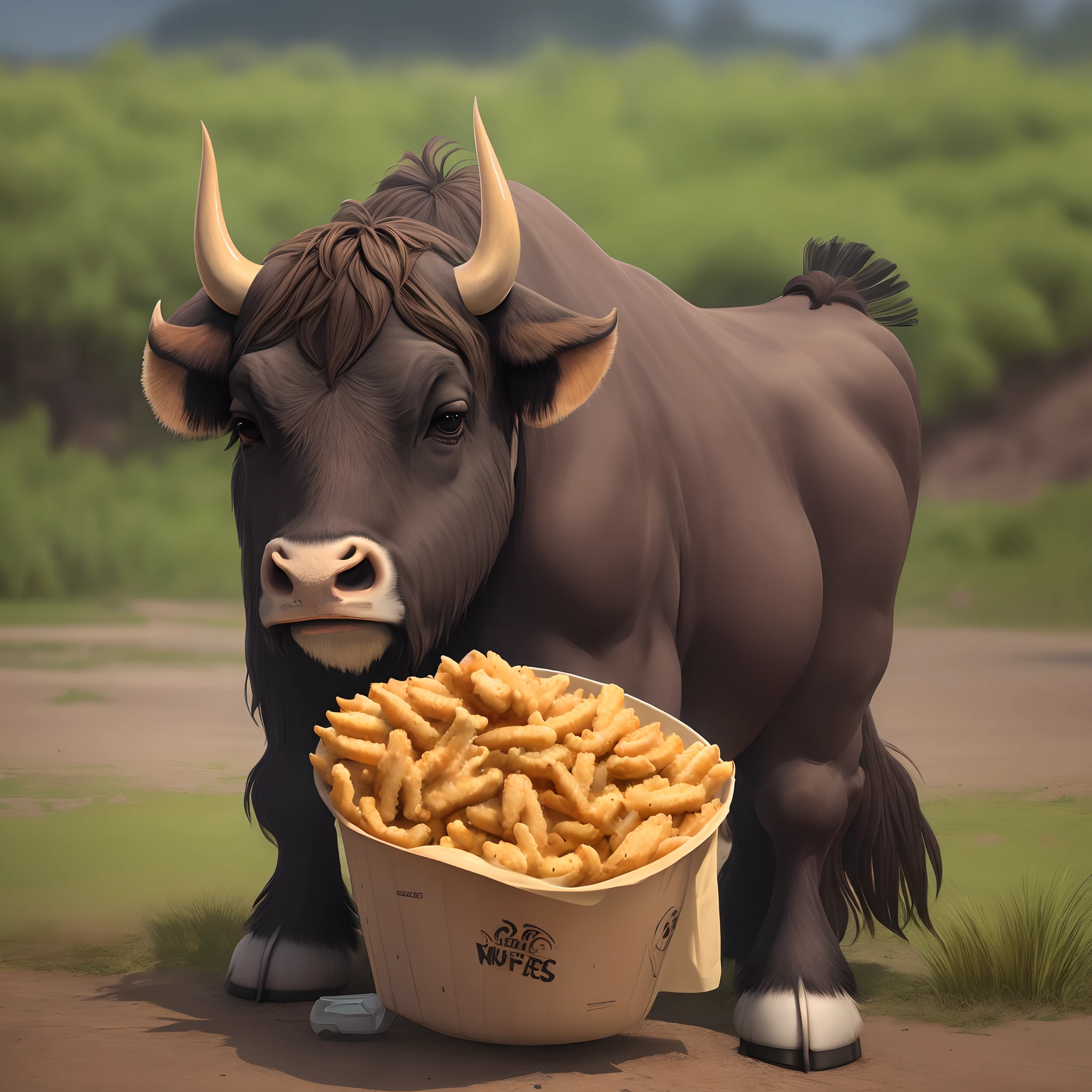 Buffalo with tiny wings