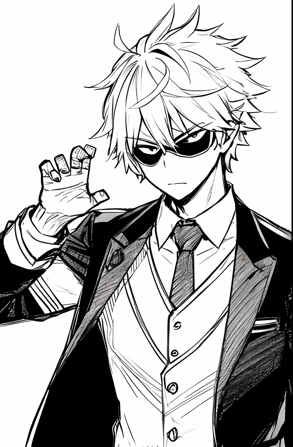 sketch boku no hero style man with concept pose