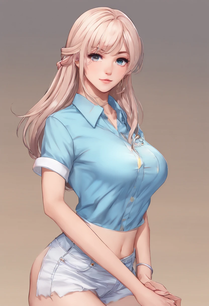 alta qualidade, 4k, no quadro, Close Up retrato da mulher do cabelo preto na camisa branca e saia azul clara, photorealistic anime girl rendering, bonito 3d anime render , April Rendering, anime vtuber modelo de corpo inteiro, Xianxia de corpo inteiro, modelo live2d youtuber virtual, arte cg anime suave, Retrato realista corpo inteiro estilo anime 3D realista, fotorrealista de corpo inteiro