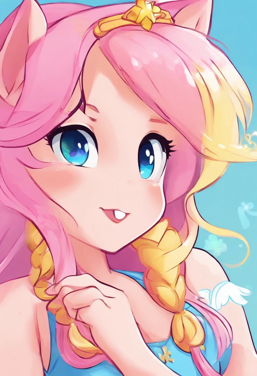 ((derpibooru_p_95)), fluttershy, solo, anthro,((best quality)), ((highly detailed)), masterpiece, (detailed eyes, deep eyes), (1girl), dynamic angle, mlpfluttershy, pink hair, hair ornament, blue eyes, slight smile, yellow fur, anthro, mlp furry, nsfw, ecchi, medium breasts, maid outfit, tetas desnudas, trasero desnudo, vagina desnuda, (solo desnuda)