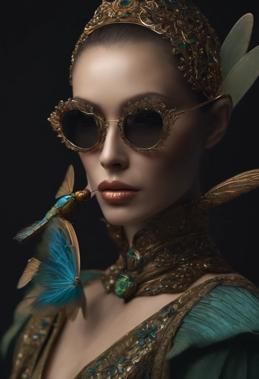 Dragonfly with human clothes and cigar in hand, libelula com roupa, libelula humana, libelula humana escutando com fone de ouvido, libelula com roupas humanoides fumando um cigarro,imagem de uma libelular cyberpunk, imagem detalhada de uma libelula humanoide Ultra - Detalhado, trending on artstationh, foco nítido, Studio photo, detalhes intrincados, altamente detalhado, autor:Greg Rutkovsky
Detalhes faciais, pele detalhada