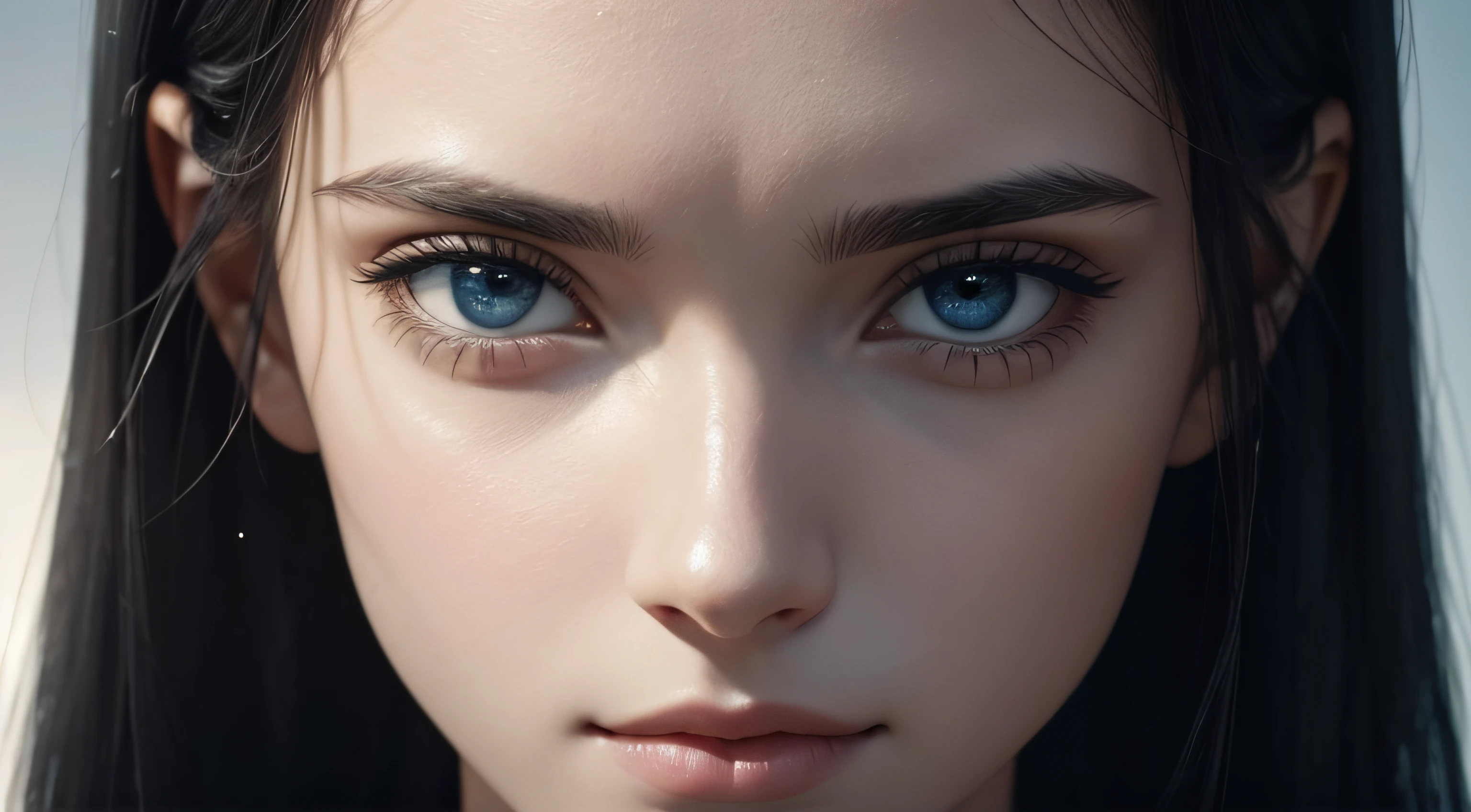 bonita com olhos pretos realistas, pale skin, medium-length black hair, rosto perfeito, olhos perfeitos, vestindo casaco, altamente detalhado, Comprehensive cinematomatics, Pintura digital, 8k, Cinematic lighting, best quality, Alto, trabalho detalhado, Post-processing, resultado perfeito, hyper realistic