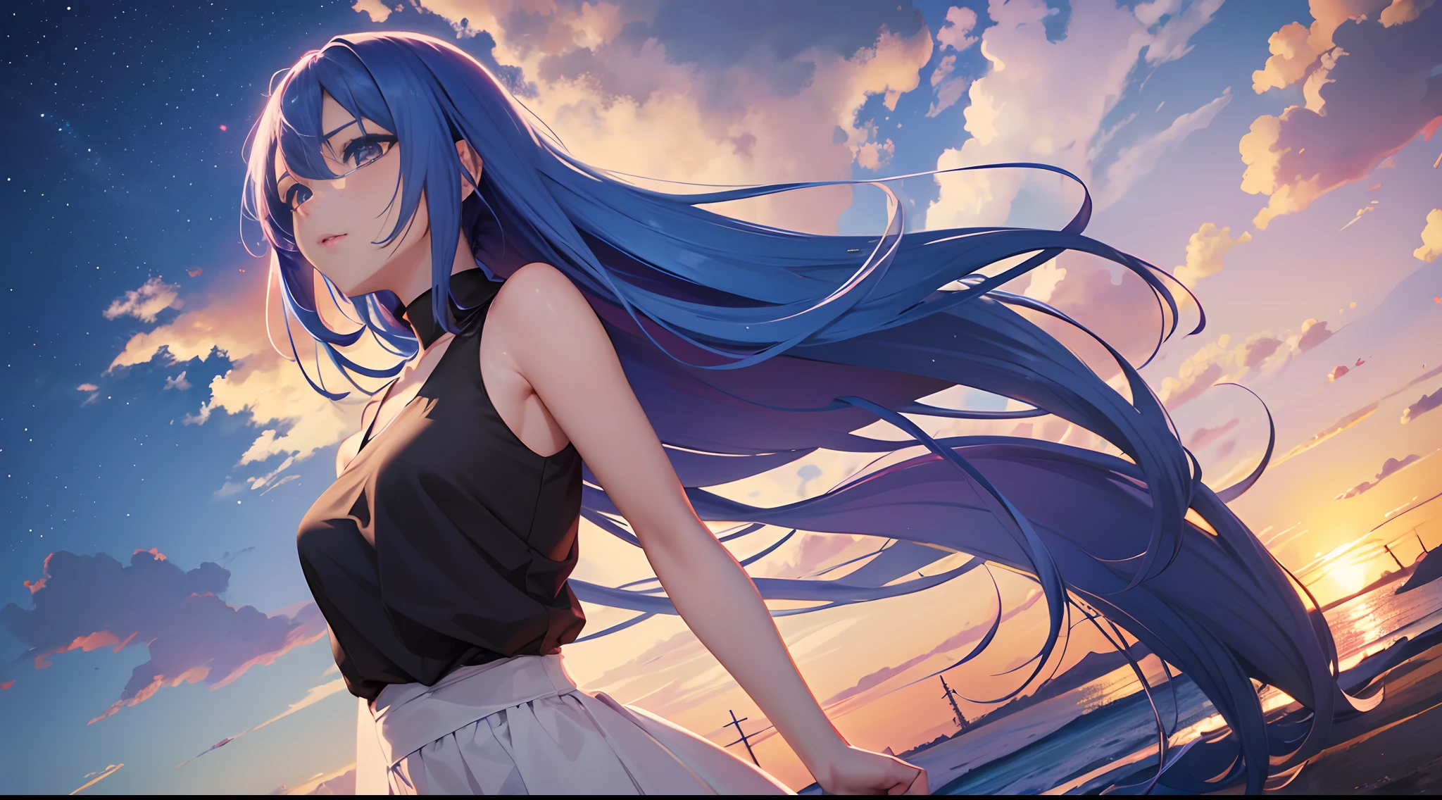 Menina anime com cabelo azul e colete vermelho com olhos azuis, estilo anime 4K, Anime Art Wallpaper 8K, arte de anime digital detalhada, badass anime 8 k, arte de anime digital, Anime Art Wallpaper 4K, Anime Art Wallpaper 4K, arte digital estilo anime, estilo anime. 8k, Papel de parede anime 4k, Anime Wallpaper 4k, 4k anime wallpapers