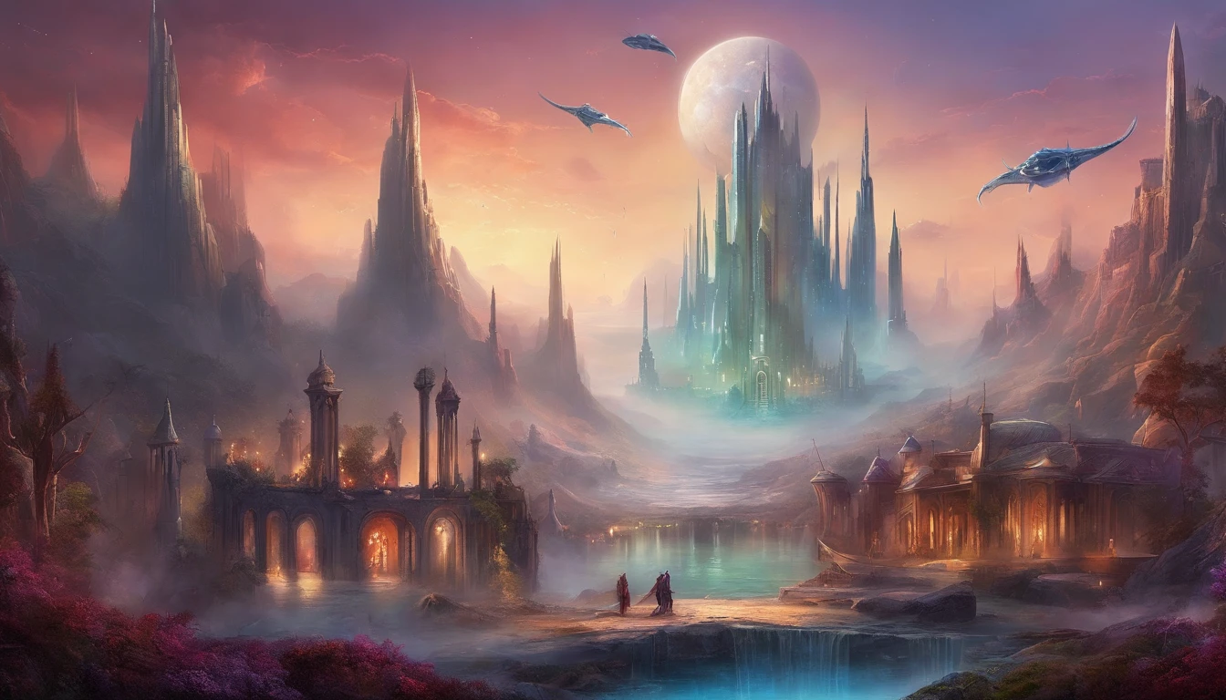 Best quality, Masterpiece, Photorealistic, (High resolution CGI artwork 8k), Create futuristic alien interiors in stunning vampire style, The color scheme is white and ethereal, Reflective opal,  Rose style, marbled, the bats, minerais preciosos, metals, Gemstones, crystals, Gorgeous and magnificent historical windows, A high resolution, 3D rendering of digital art masterpieces, The perfect blend of fantasy and reality, Fantastic shimmer, The cityscape is a mysterious fantasy alien world, Inspired by Beeple
