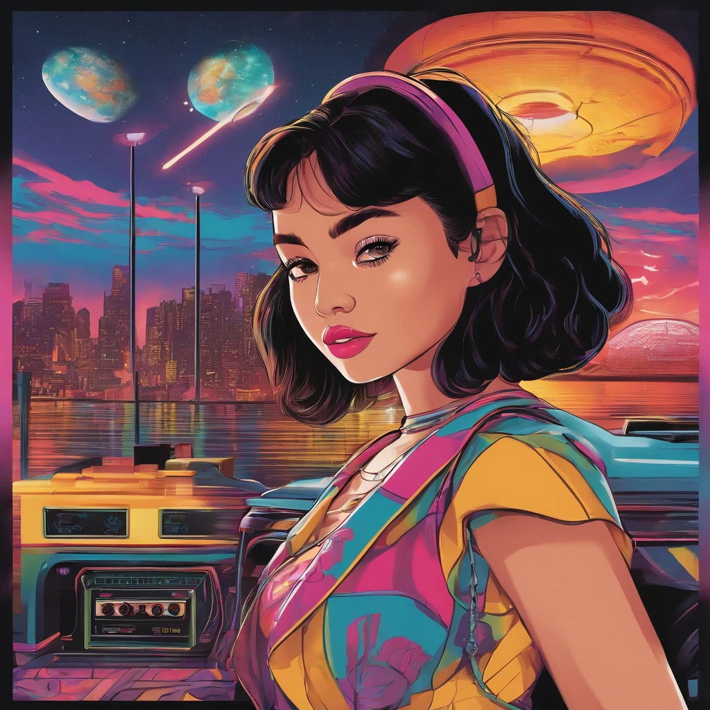 Posters inspired by the aesthetics of the 90s, including anime, arcade, Nostalgic and colorful colors
