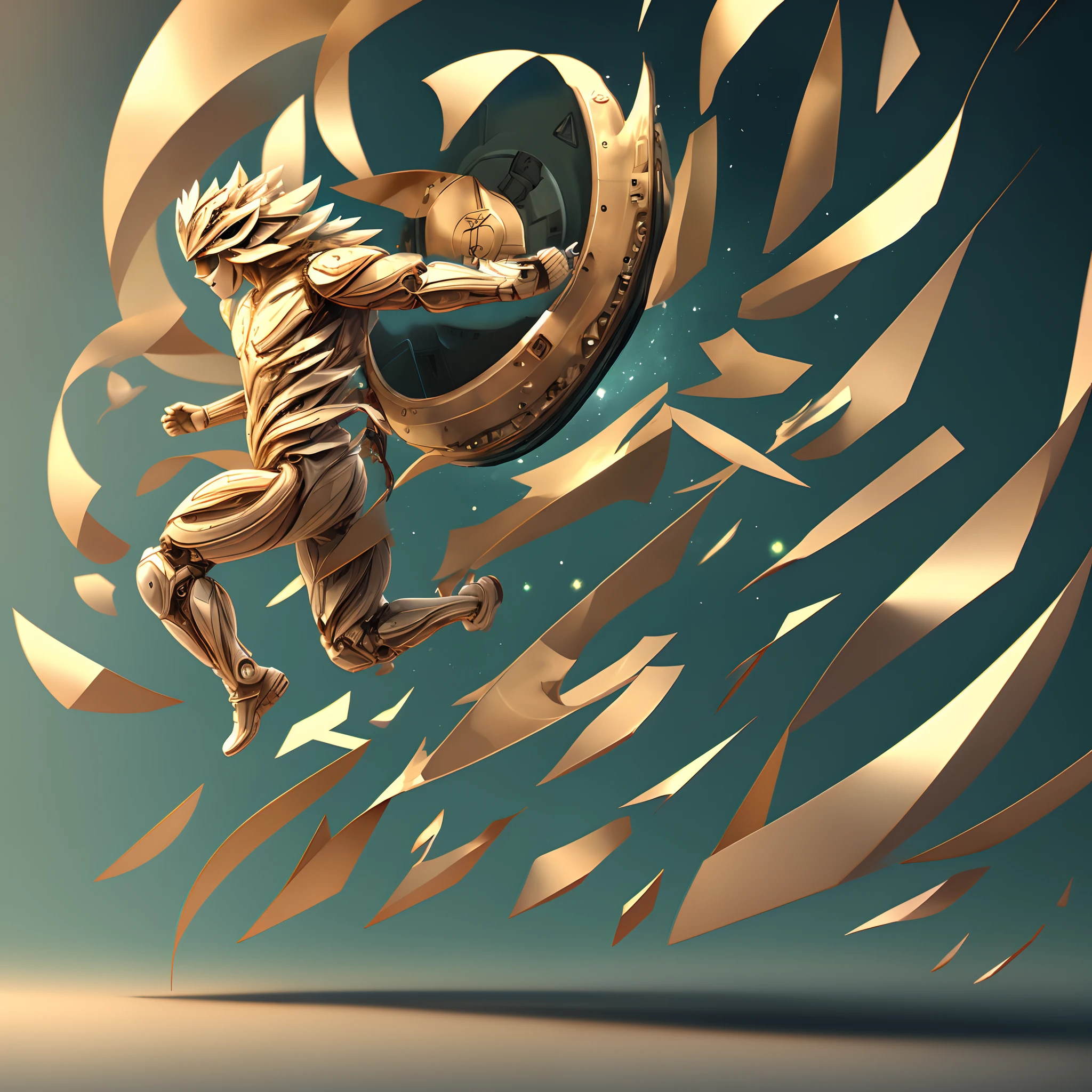 Three-dimensional logo design with human running elements