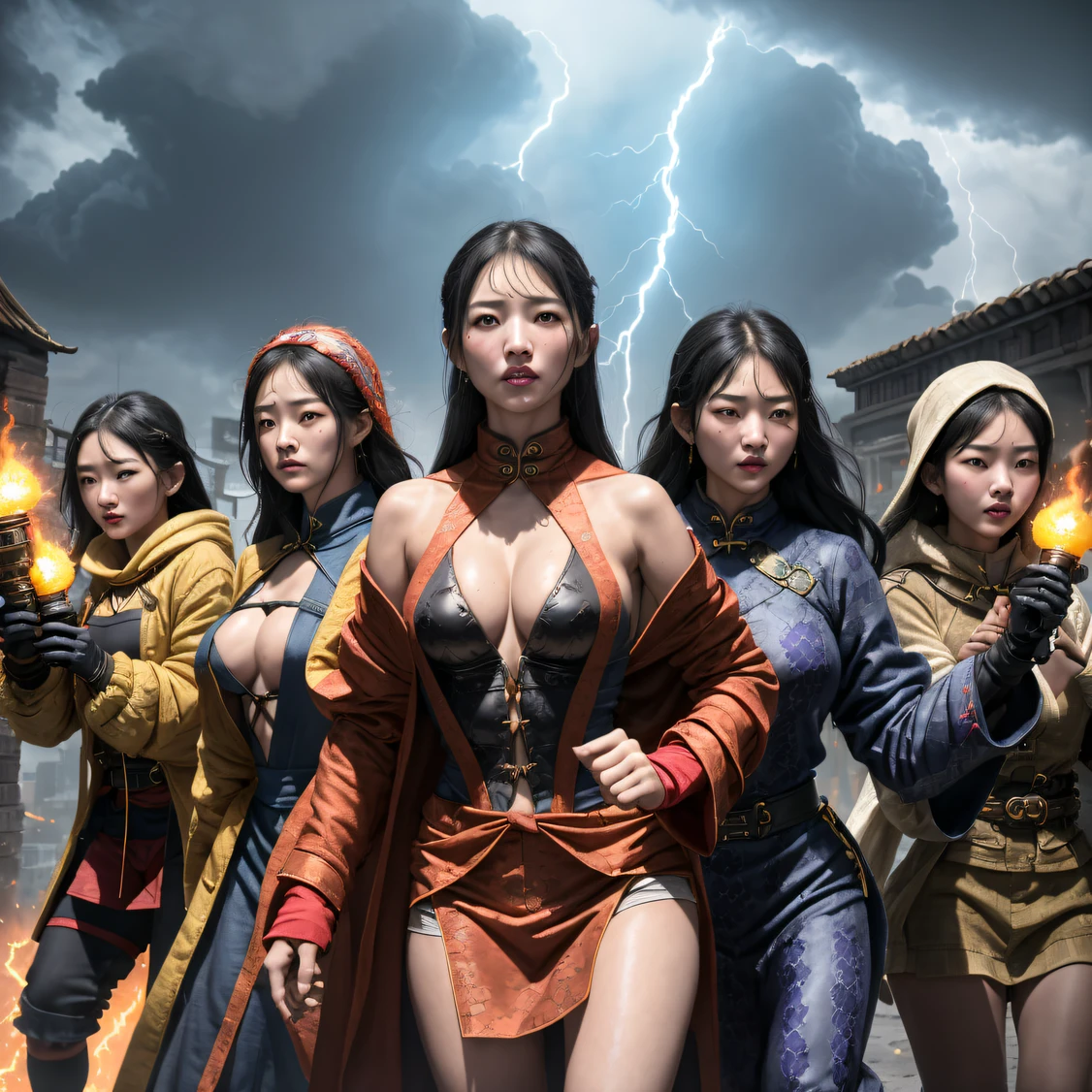 Beautiful portrait of Julia Chang in a whimsical and colorful circus setting, With intricate details and a vintage aesthetic, Glasses, Created in the art style of Conrad Roset and Jeremy Lipkin,cinematic cgsociety,,Tropical canyon battle scene、Chinese big breasts、Vintage trench coat、three kingdom、ember、100 people、Faraway view、intense battles、high detal、masuter piece、NSFW,Multi-layered long-sleeved gauze garment,Quick-drying vest,Colorful cotton and linen sweater,Red and black snake cloak cloak,Doomsday ruins(废墟)Climb the streets(Armageddon)eyes filled with angry,He clenched his fists,Rush up,Deliver a fatal blow to your opponent,full bodyesbian,Full Body Male Mage 32K(Masterpiece Ultra HD)Long flowing black hair,Campsite size,zydink, The wounded lined up in the streets(Doomsday ruins)Climb the streets, The scene of the explosion(Doomsday waste), (Linen batik scarf), Angry fighting stance, looking at the ground, Batik linen bandana, Chinese python pattern long-sleeved garment, rainbowing(Abstract propylene splash:1.2), Dark clouds lightning background,废墟(realisticlying:1.4),Black color hair,Flour fluttering,Telephoto lens high, A high resolution, the detail, RAW photogr, Sharp Re, Nikon D850 Film Stock Photo by Jefferies Lee 4 Kodak Portra 400 Camera F1.6 shots, Rich colors, ultra-realistic vivid textures, Dramatic lighting,8K quality, Girls,Backstreets, Dark clouds lightning background(realisticlying:1.4),Black color hair,, RAW photogr, Sharp Re, Nikon D850 Film Stock Photo by Jefferies Lee 4 Kodak Portra 400 Camera F1.6 shots, Rich colors, ultra-realistic vivid textures, Dramatic lamp film CGsociety。,,Tropical canyon battle scene、Chinese big breasts、Vintage trench coat、three kingdom、ember、100 people、Faraway view、intense battles、high detal、masuter piece、NSFW,Multi-layered long-sleeved gauze garment,Quick-dry vest,Colorful cotton and linen sweater,Red and black snake cloak cloak,Doomsday ruins(废墟)Climb the streets(Armageddon)eyes filled with angry,He clenched his fis