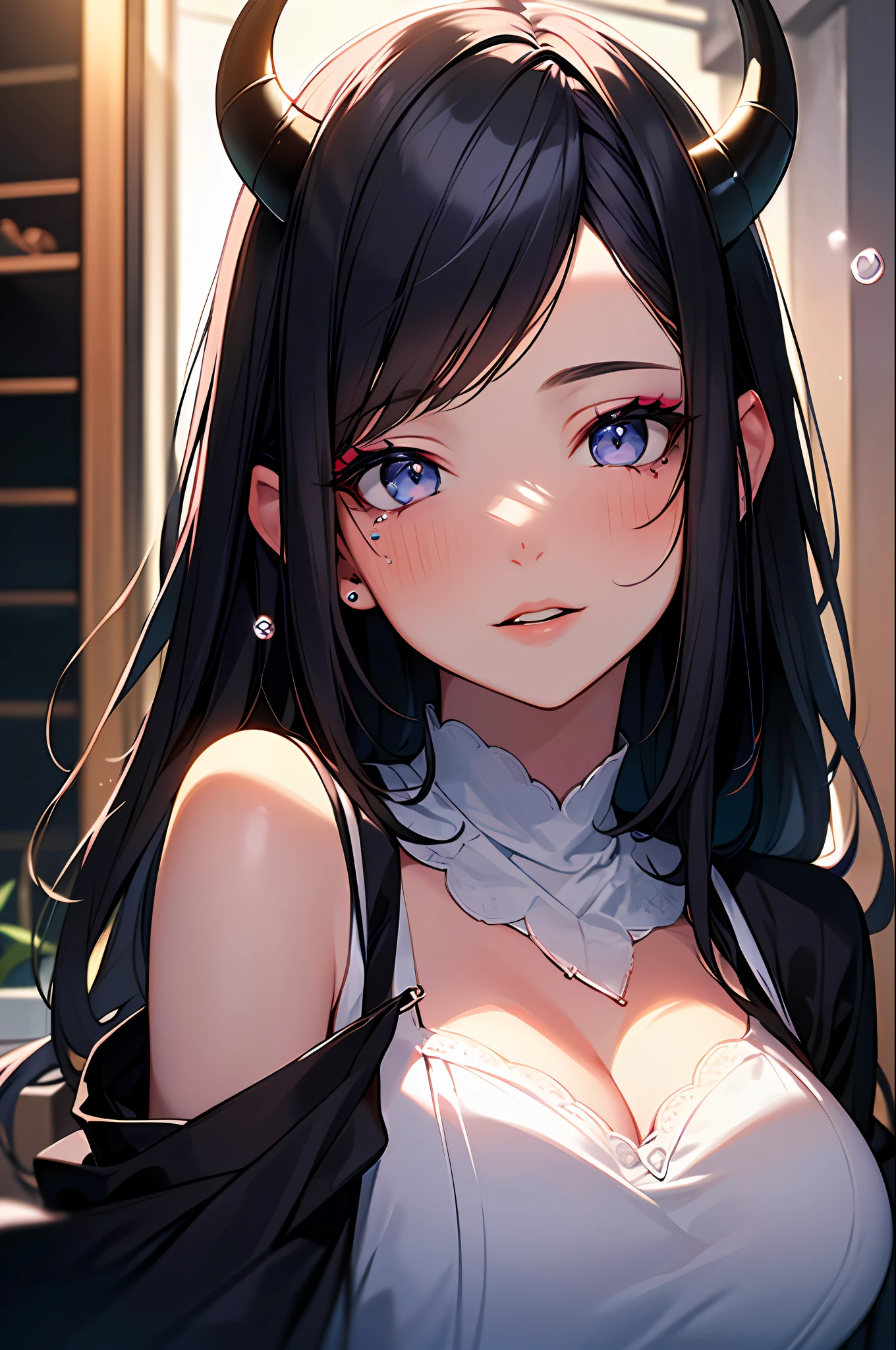 (Masterpiece:1.2), best quality, (illustration:1.2), (ultra-detailed),Eye focus,(Masterfully crafted Glow, pink lens flare), (Cinematic background), hyper details, (delicate detailed), (intricate details),in the air, octane render, hdr, (hyperdetailed:1.15), (soft light:1.2), 1girl, beautiful girl, ultra detailed eyes, mature, plump, thick, rainbow painting drops, paint teardrops, woman made up from paint, entirely paint, splat, splash, outdoors, (bioluminescent hair:1.1),(glowing eyes), ((makeup)),(Cinematic masterpiece), fierce, powerful, splashes of colour absolutely eye-catching, (Cinematic headlight), light coming from above, growing shadows, ((caustic)), dynamic angle, beautiful detailed glow, ambient occlusion, ambient light, raytraced reflections,(best illumination, an extremely delicate and beautiful), ((cinematic light)), (soft:2), (Nephilim:1.2), (halo), demon horns,(1 angel wing),1 demon wing, wings on back, half demon, demon ears, black wings, raven wings, (falling raven feathers), black hair, grey eyes, (red hair glow), (radiant aura),