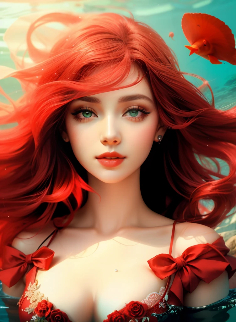 vermelho, Garota de cabelo vermelho, deep underwater, olhos verdes, sereia, rosy lips, sardas no rosto, olhos verdes, deep underwater, vestido transparente e de prata, vestido de prata, hair floating in water, red hair and it will help the water go there transparent dress, olhos verdes, sardas no rosto, mulher com sardas, garota com sardas