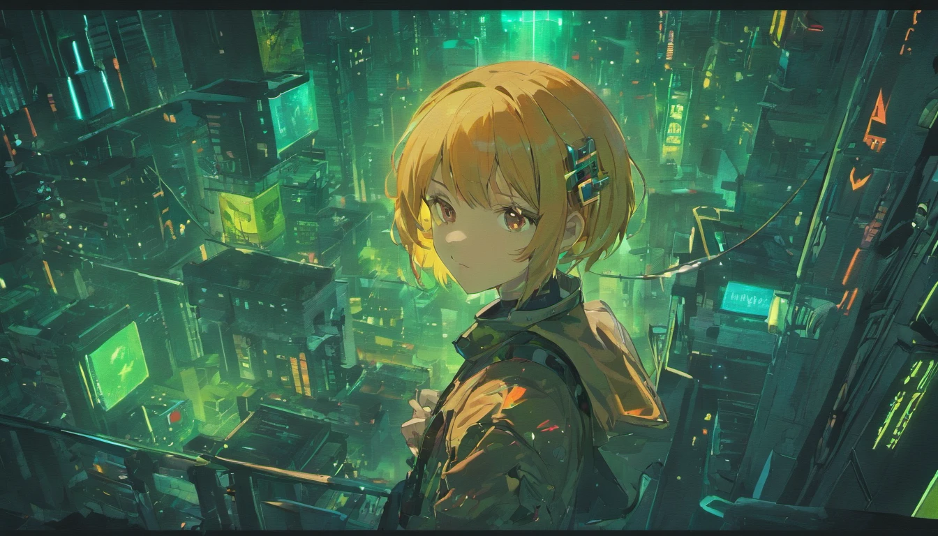 "Immerse yourself in a cyberpunk-inspired game, A world covered in neon lights, I was captivated by the surreal sight of a ring-shaped planet ruling the sky., It's full of captivating digital artistry.."