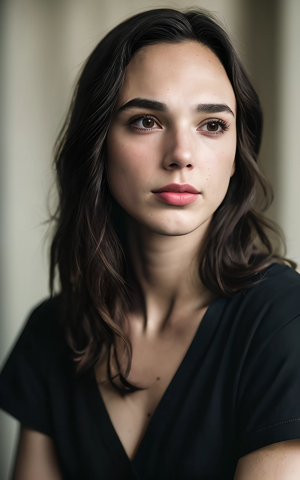 (Melhor Tiro, fotografia editorial de uma jovem de 30 anos gal gadot), (rosto altamente detalhado:1.4) (sorrir:0.7) (Fundo predio abandonado entrando raios de luz pela janela, Moody, estudo privado:1.3),  Directed by: Lee Jeffries, Nikon D850 | | | | | | | | | | | | | | | | | | | | | | | | | | | | | | | | | | | | | | | | | | | | | | | | | | | | | | | | | | | | | | | | | | |, Fotografia Stock Film, 4 Kodak Portra 400 ,camera f1.6 lentes, cores ricas, hyper realistic, Textura realista, dramatic lighting, Cinestill 800  vestido branco longo manga comprida  cabelo preto curto ombro-comprimento, sérdas, (sardas:].4), pale skinned,