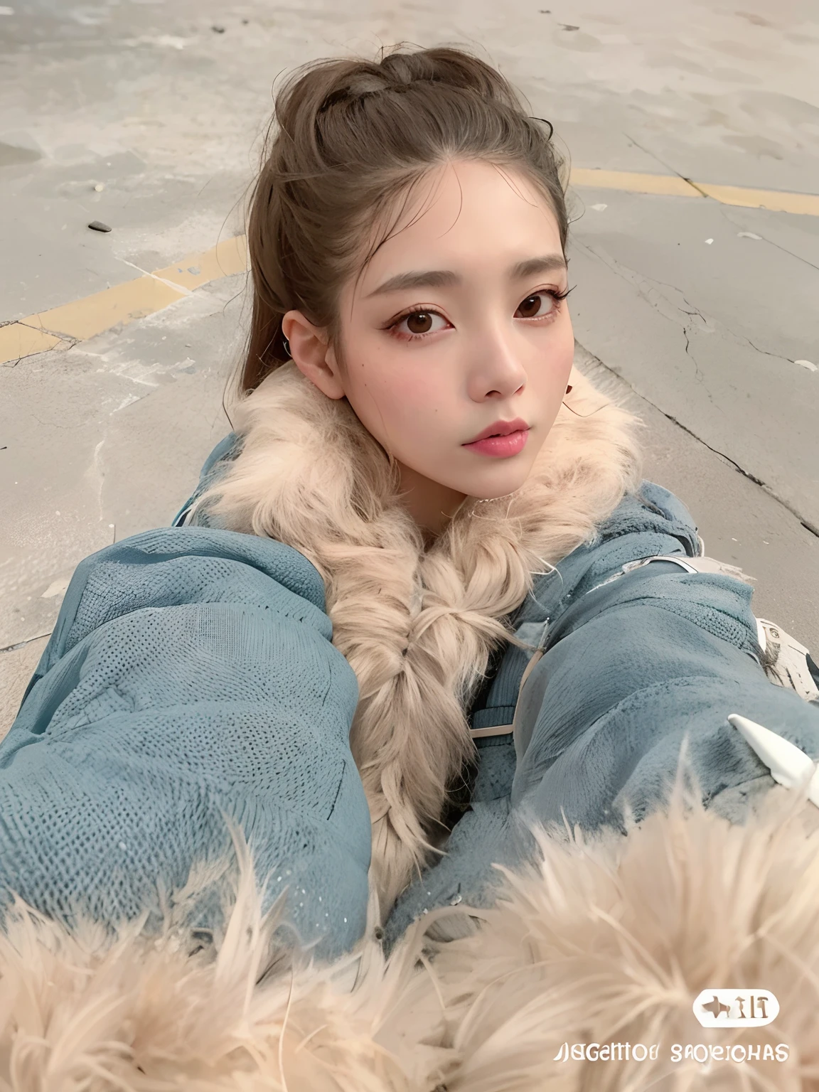 Mujer con un abrigo peludo y un abrigo peludo puesto, ulzzang, Jinyoung Shin, Sakimichan, dilraba dilmurat, e-chica, E - Chica, pelaje esponjoso y esponjoso, 8k selfie photograph, selfie de una mujer joven, Sha Xi, Parque Roseanne de Blackpink, Jossi de Blackpink