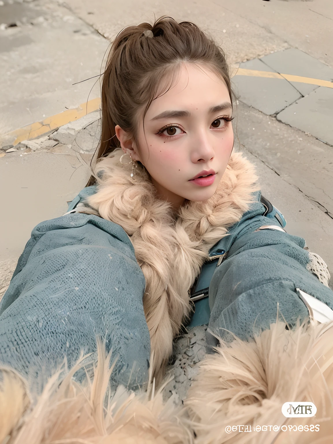 Mujer con un abrigo peludo y un abrigo peludo puesto, ulzzang, Jinyoung Shin, Sakimichan, dilraba dilmurat, e-chica, E - Chica, pelaje esponjoso y esponjoso, 8k selfie photograph, selfie de una mujer joven, Sha Xi, Parque Roseanne de Blackpink, Jossi de Blackpink